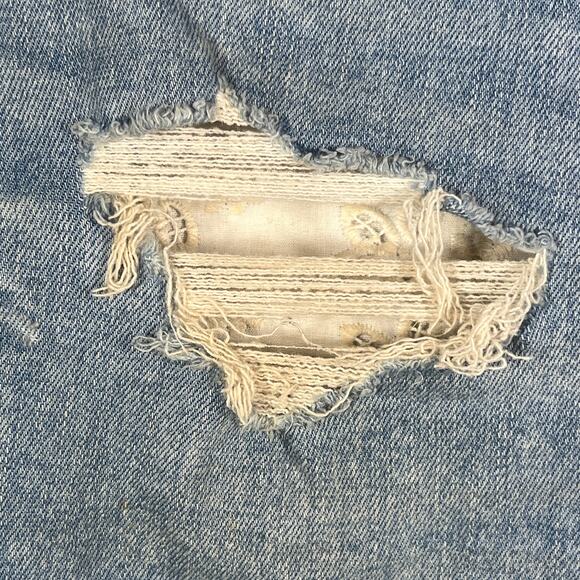 American Eagle Super Hi-Rise Flare Jeans Womens 4 Blue Denim Distressed Stretch - Picture 5 of 16